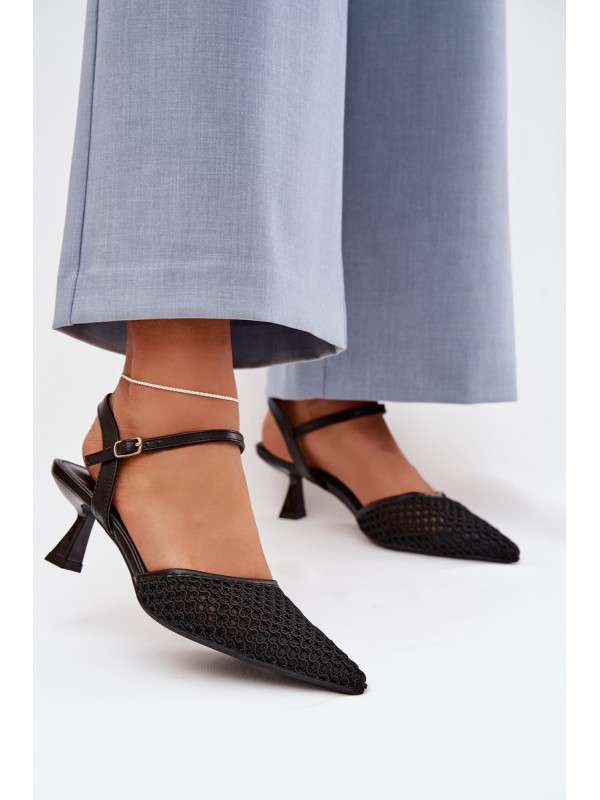 Women's High Heel Sandals With Mesh Black Brilora