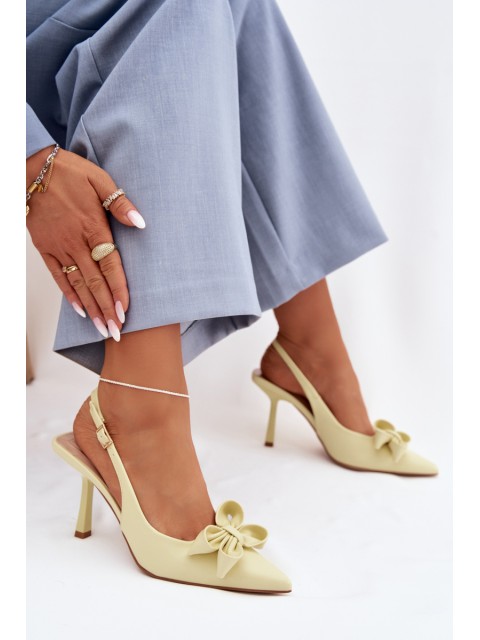 Women's High Heeled Sandals With Bow Yellow Jonera