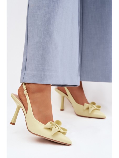 Women's High Heeled Sandals With Bow Yellow Jonera