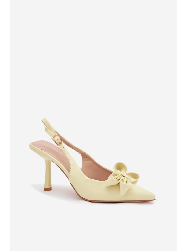 Women's High Heeled Sandals With Bow Yellow Jonera