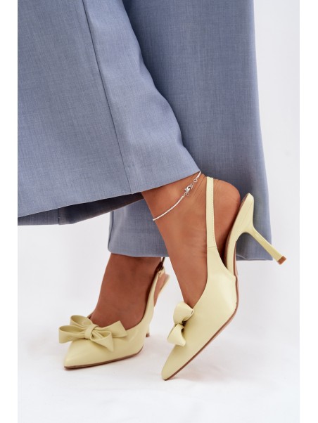 Women's High Heeled Sandals With Bow Yellow Jonera