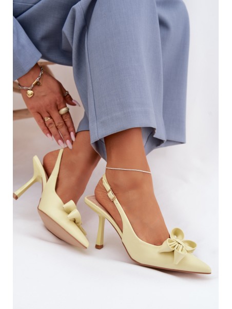 Women's High Heeled Sandals With Bow Yellow Jonera