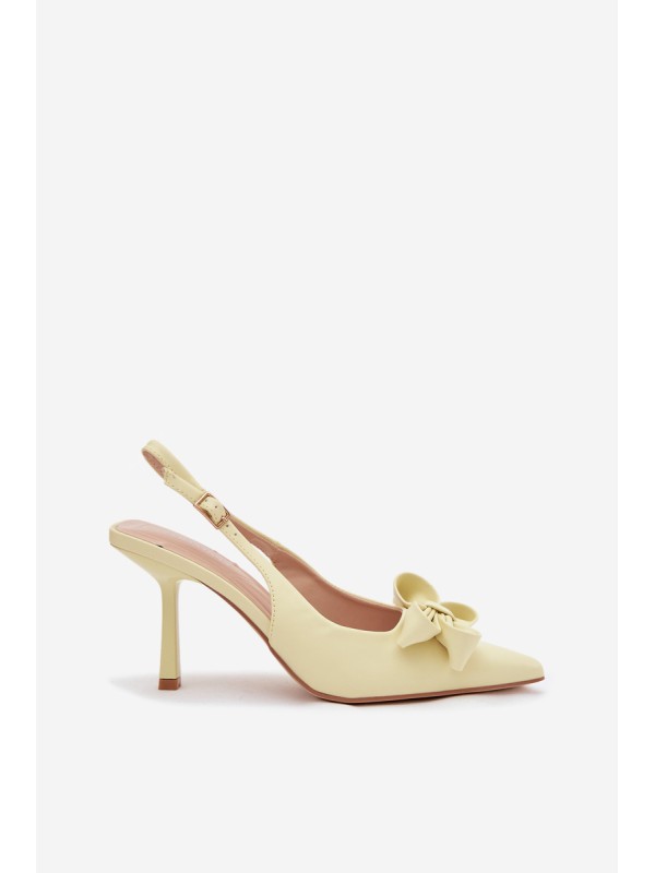 Women's High Heeled Sandals With Bow Yellow Jonera