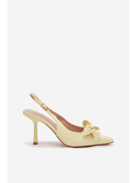 Women's High Heeled Sandals With Bow Yellow Jonera