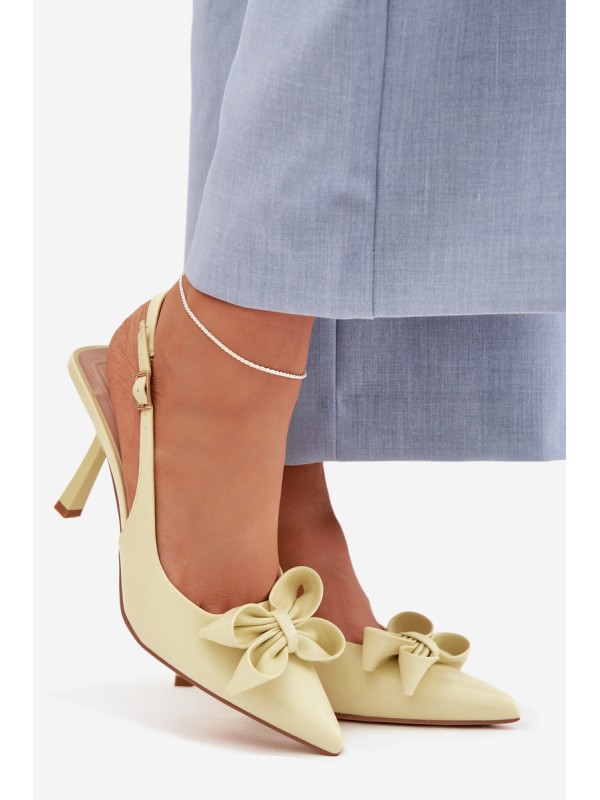 Women's High Heeled Sandals With Bow Yellow Jonera