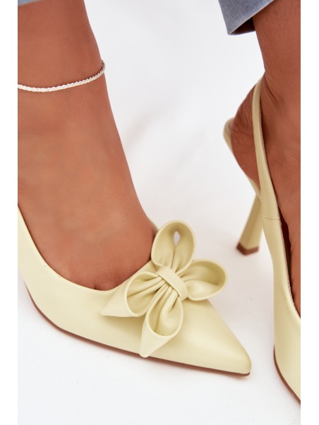 Women's High Heeled Sandals With Bow Yellow Jonera