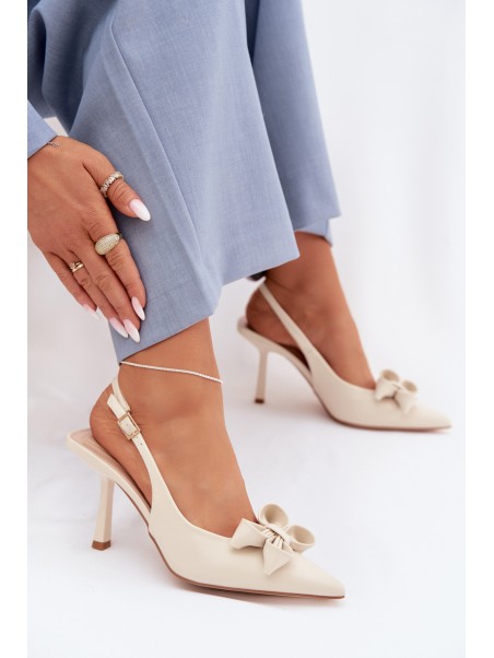 Women's High Heel Sandals With Bow Beige Jonera