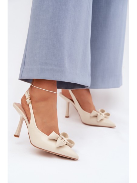Women's High Heel Sandals With Bow Beige Jonera