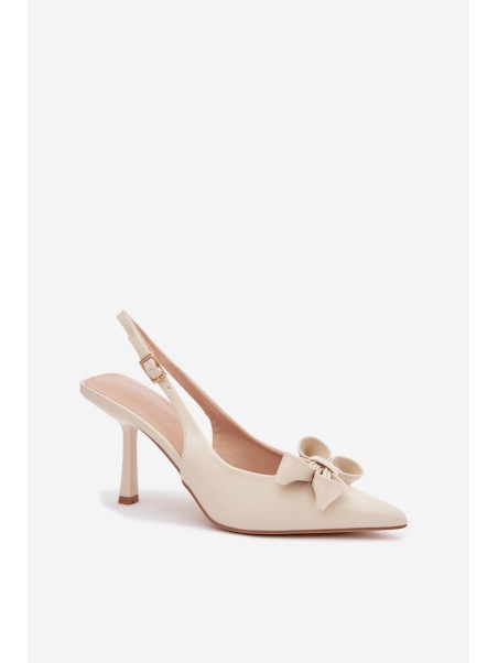 Women's High Heel Sandals With Bow Beige Jonera