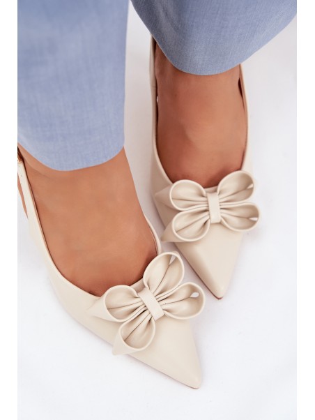 Women's High Heel Sandals With Bow Beige Jonera