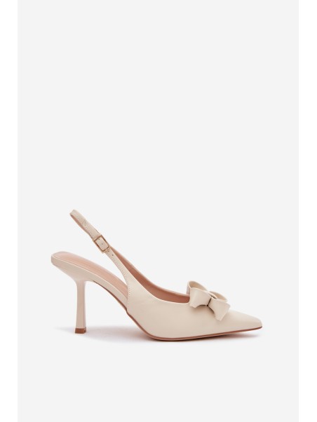 Women's High Heel Sandals With Bow Beige Jonera
