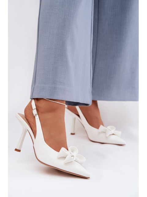 Women's High Heel Sandals With Bow White Jonera