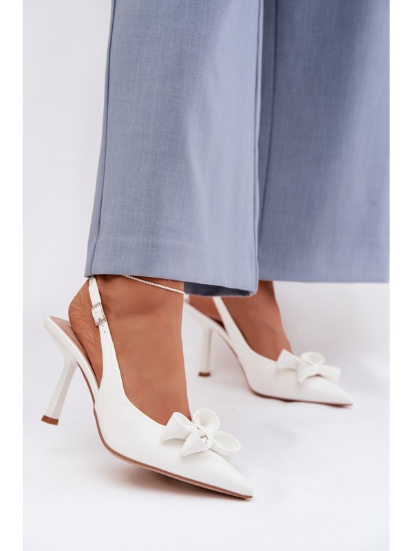 Women's High Heel Sandals With Bow White Jonera