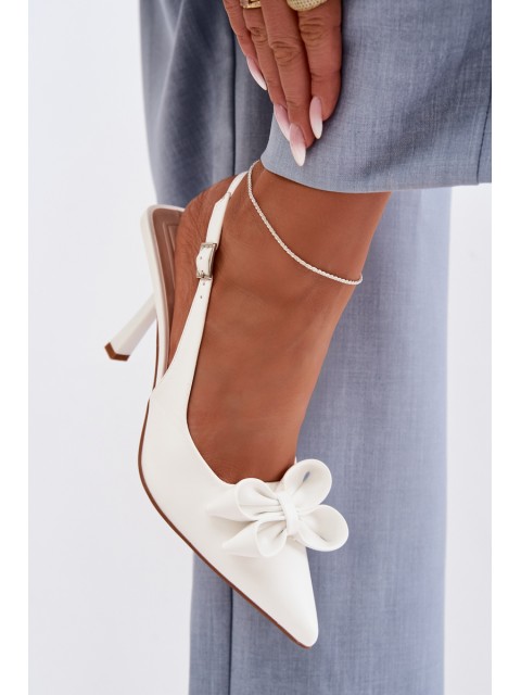 Women's High Heel Sandals With Bow White Jonera 2