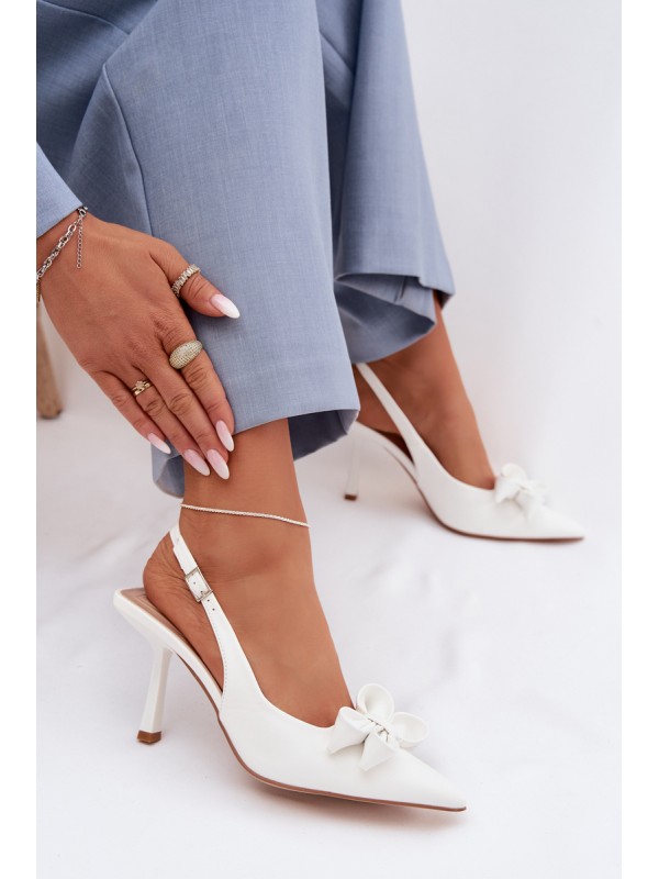 Women's High Heel Sandals With Bow White Jonera