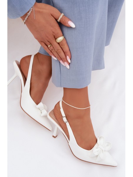 Women's High Heel Sandals With Bow White Jonera