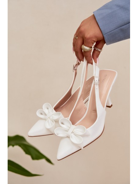Women's High Heel Sandals With Bow White Jonera