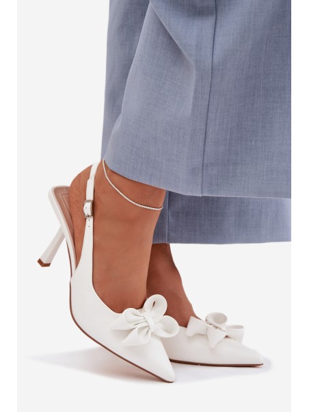 Women's High Heel Sandals With Bow White Jonera