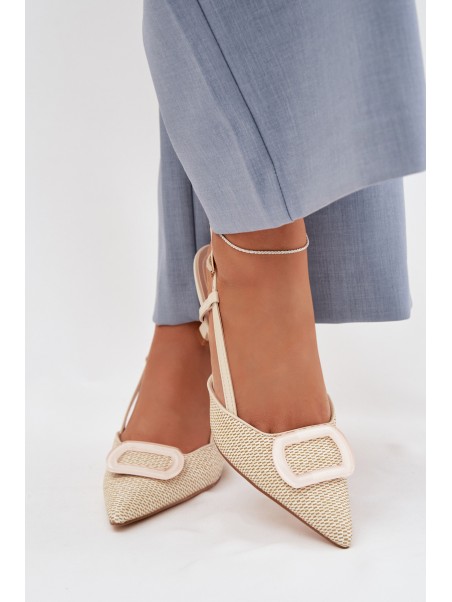 Women's High Heel Sandals With Decorative Element Beige Eslina