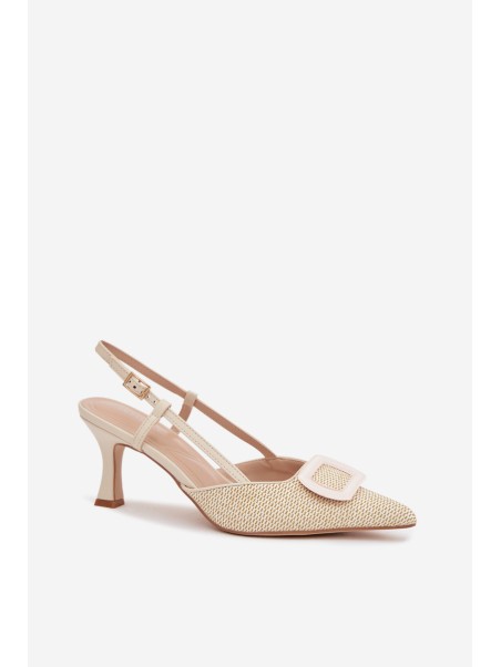 Women's High Heel Sandals With Decorative Element Beige Eslina