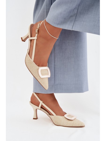 Women's High Heel Sandals With Decorative Element Beige Eslina