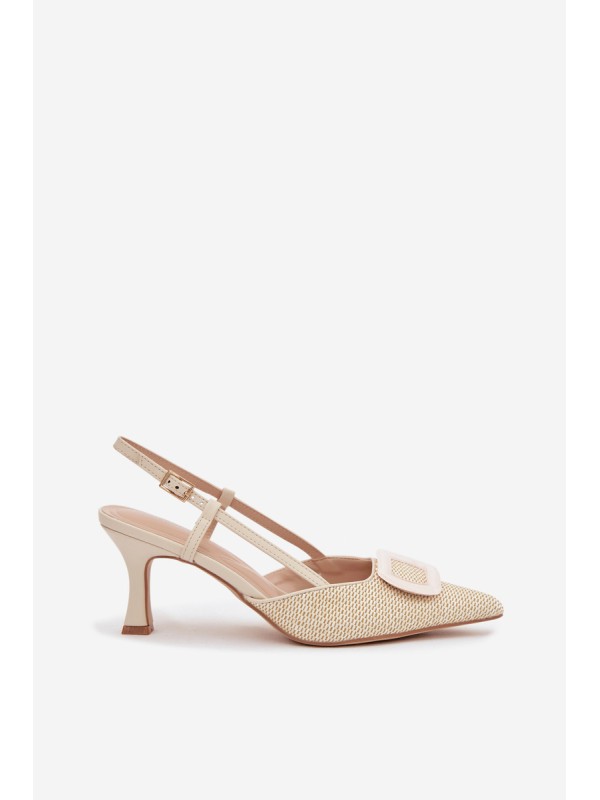Women's High Heel Sandals With Decorative Element Beige Eslina