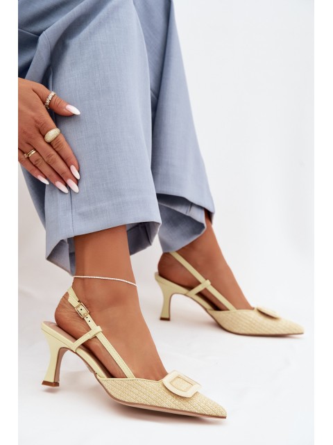 Women's High Heel Sandals With Decorative Element Yellow Eslina