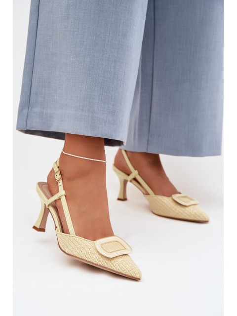 Women's High Heel Sandals With Decorative Element Yellow Eslina 2