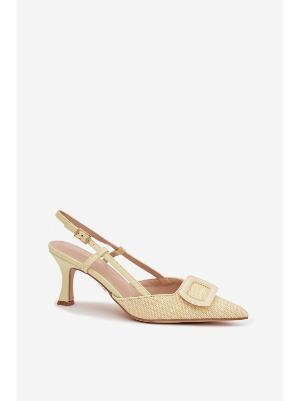 Women's High Heel Sandals With Decorative Element Yellow Eslina
