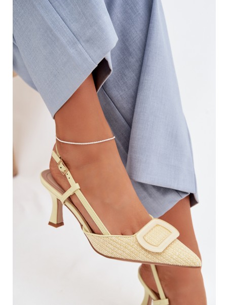 Women's High Heel Sandals With Decorative Element Yellow Eslina