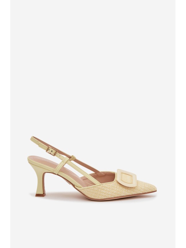 Women's High Heel Sandals With Decorative Element Yellow Eslina