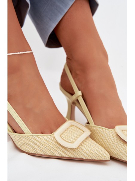 Women's High Heel Sandals With Decorative Element Yellow Eslina