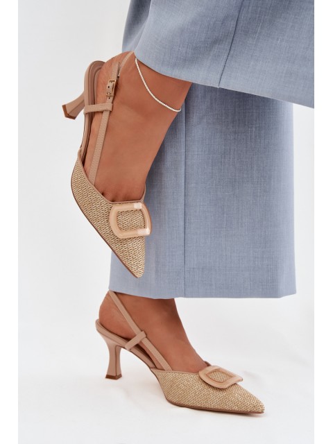 Women's High Heel Sandals With Decorative Element Nude Eslina