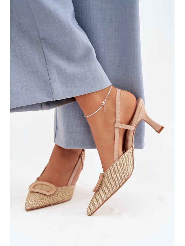 Women's High Heel Sandals With Decorative Element Nude Eslina