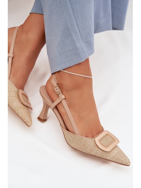 Women's High Heel Sandals With Decorative Element Nude Eslina