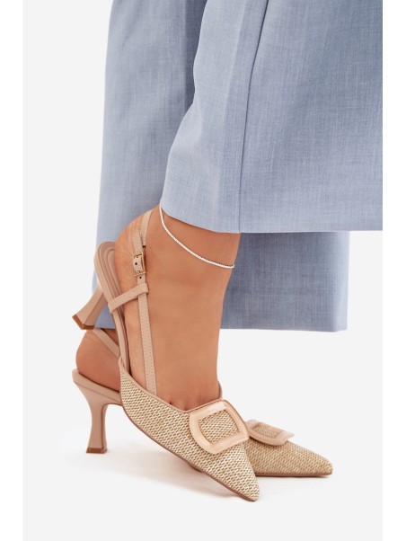 Women's High Heel Sandals With Decorative Element Nude Eslina