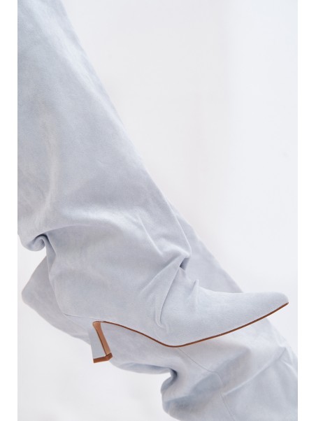 Wide Shaft Boots with Ruching on the Heel Blue Harela