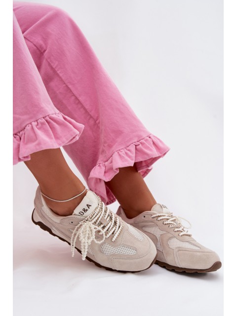 Women's Leather Suede Sneakers MK61-0705 Gray