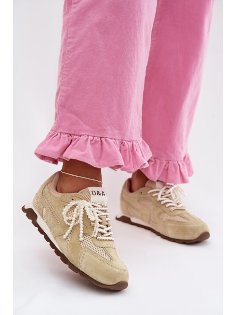 Women's Leather Suede Sneakers MK61-0705 Light Green 2