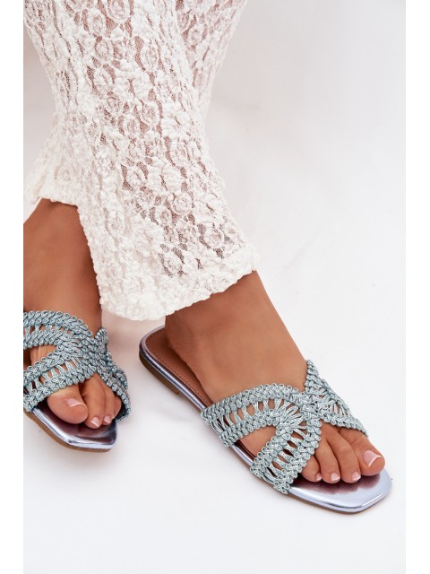 Women's Flat Blue Slides Fariella