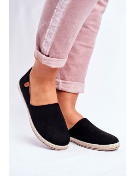 Women's Black Velvet Espadrilles Vulcano