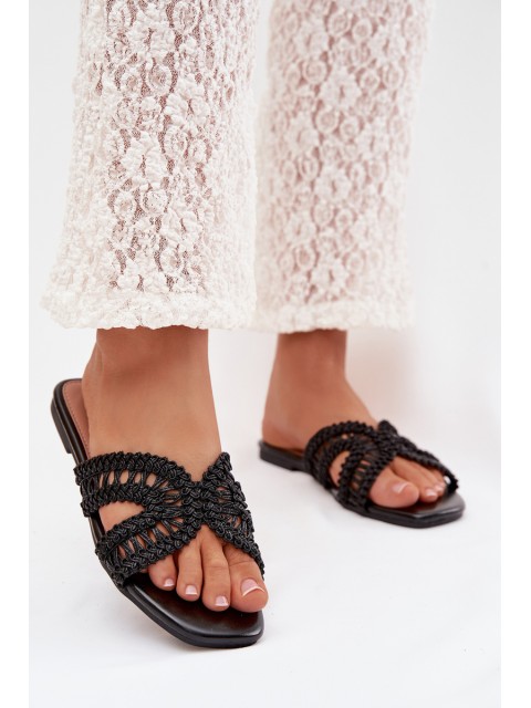 Women's Flat Black Slides Fariella 2