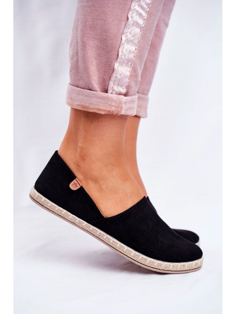 Women's Black Velvet Espadrilles Vulcano