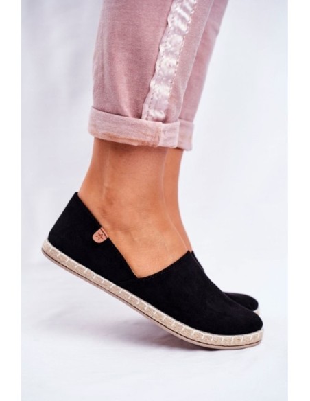 Women's Black Velvet Espadrilles Vulcano