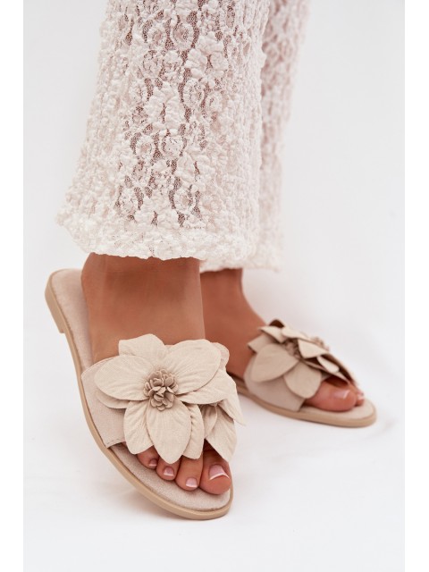 Women's Flat Shoes With Decorative Flowers Jasnobeżowe Elzoria 2