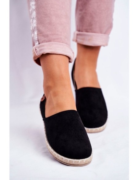 Women's Black Velvet Espadrilles Vulcano