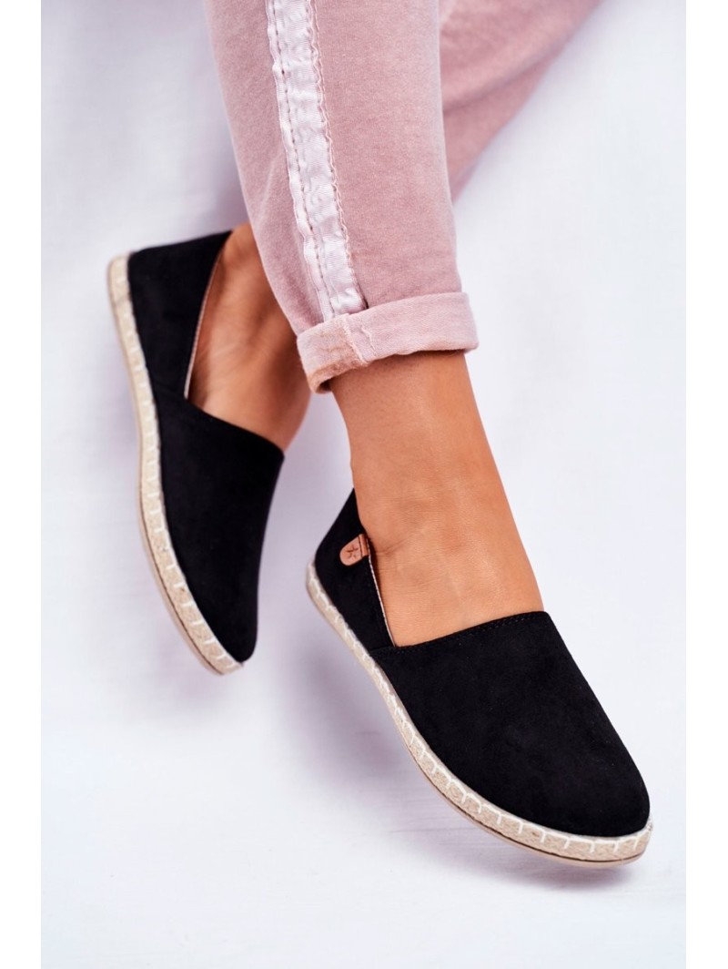 Women's Black Velvet Espadrilles Vulcano