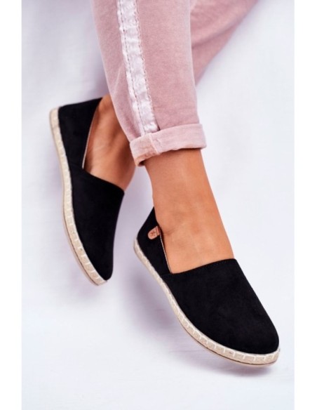 Women's Black Velvet Espadrilles Vulcano