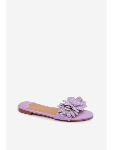 Women's Flat Decorated Purple Grelora Slides