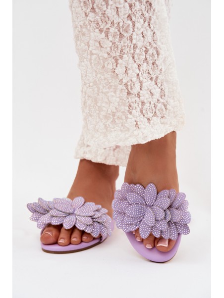 Women's Flat Decorated Purple Grelora Slides